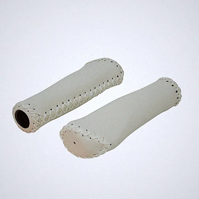 Beach Cruiser Bicycle Grip Artificial Leather WHITE Chopper Lowrider Street Bike
