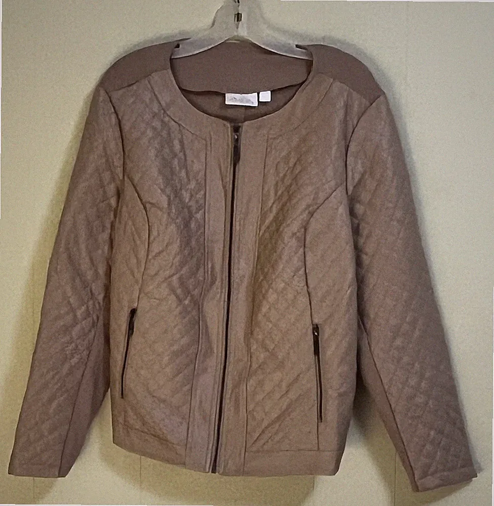 Belle By Kim Gravel Faux Leather Moto Jacket Size 1X Travel Classic