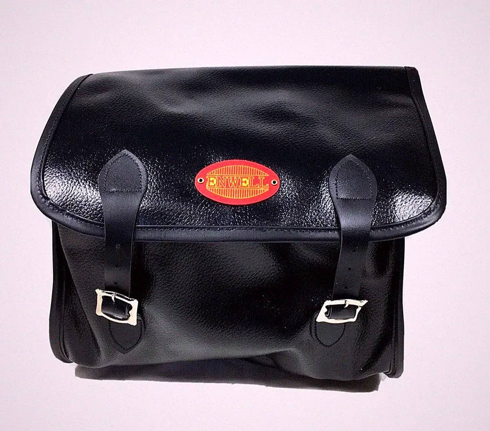 Bicycle Handlebar Bag Black Faux Leather Vintage Enwell Touring Bag Travel NOS