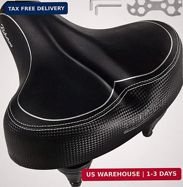 Bikeroo Wide Cruiser Saddle - Comfort Seat Fits Indoor & Outdoor Bicycles - Stee