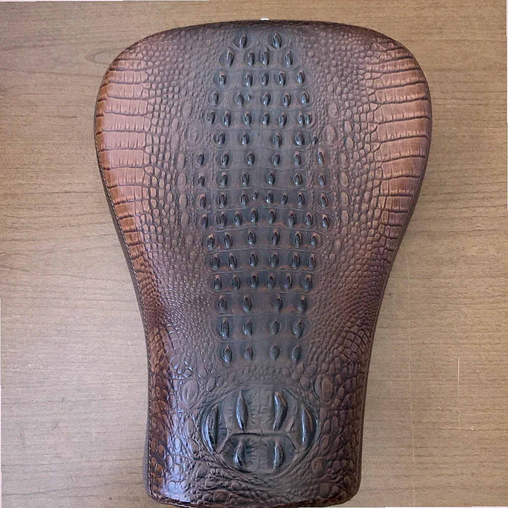 Brown Alligator Faux Leather Bicycle MotorCycle Seat Custom Bike Cruiser Chopper