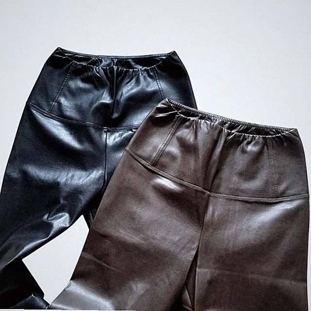 Bundle of 2 Aritzia Wilfred Free Tall Vegan Faux Leather Leggings Black Brown