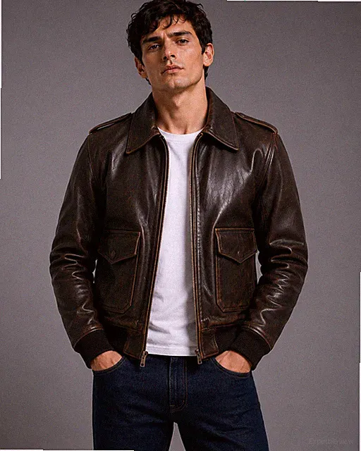 Cafe Racer Leather Jacket Soft Real Sheep Napa Leather Biker Style Brown