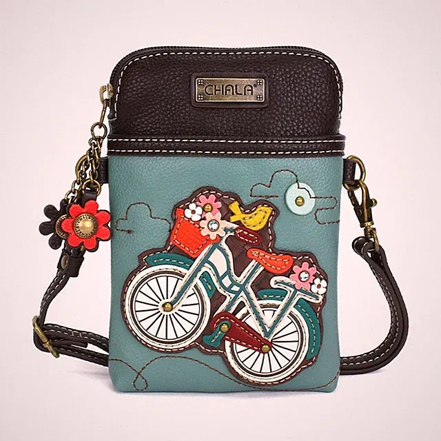 Chala BICYCLE Teal Cellphone Crossbody Small Purse Convertible Strap NWT