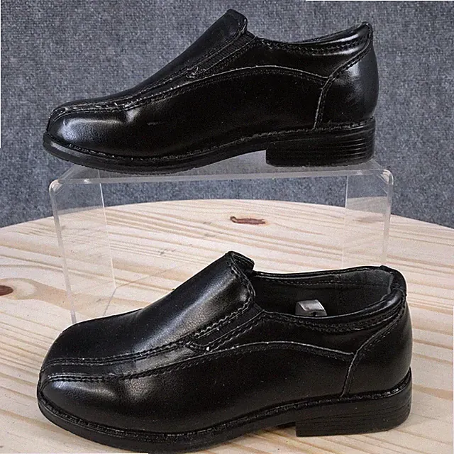 Cherokee Shoes Kids 10 Boys Dress Bicycle Toe Slip On Loafers Black Faux Leather
