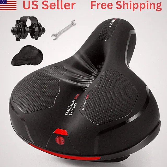 Comfortable Bike Seat Cushion Memory Foam Wide Waterproof Saddle Shock Absorbing