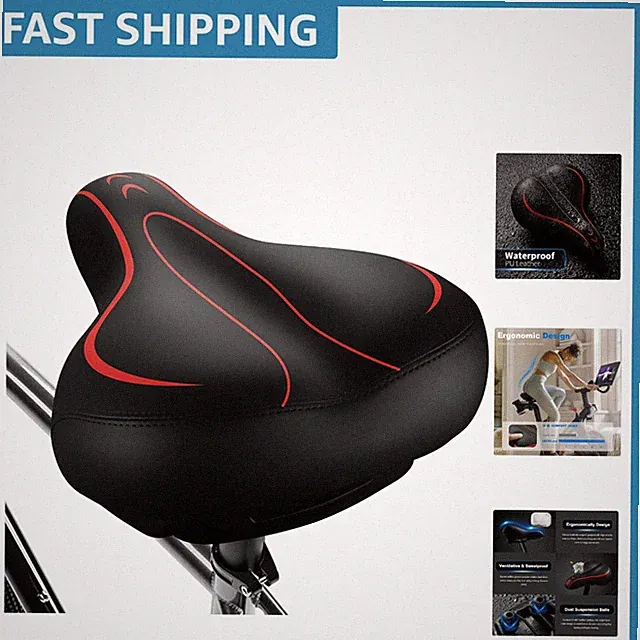 Comfortable Oversized Bicycle Saddle with Night Light Reflectors - Ride in Style