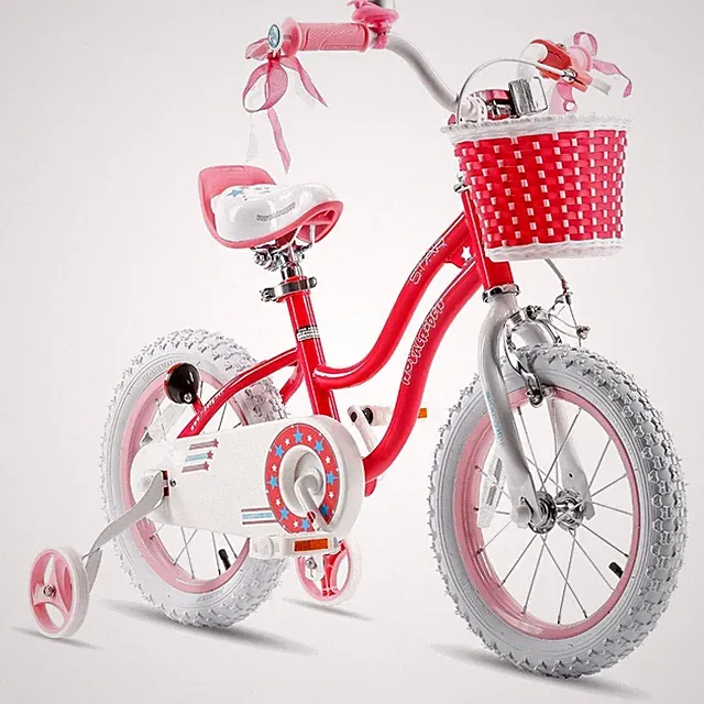 Coral Red Girls Bike 14 Inch Stargirl Theme, Training Wheels