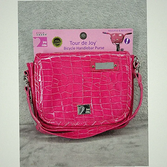 Cycle Aware Joy Ride Tour de Joy Pink Croc Bicycle Handlebar Purse Insulated