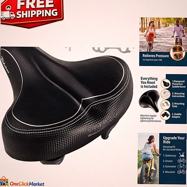 Ergonomic Wide Cruiser Bike Saddle with Steel Spring & Elastomer Suspension