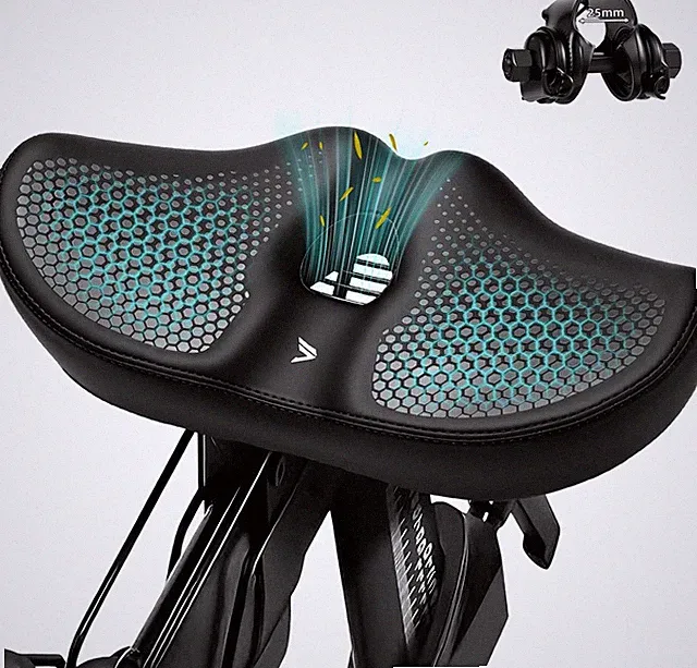 Extra Wide Noseless Bike Seat Cushion for Men Women Memory Foam Filling Large Bi