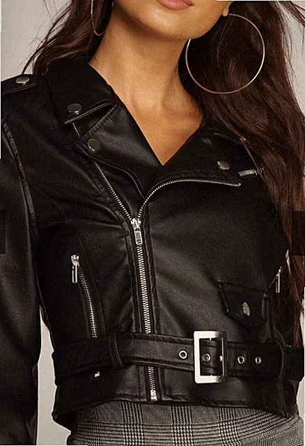 Faux Leather Moto Biker Jacket