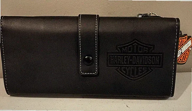 Harley Davidson Women's Trifold Motorcycle Wallet Clutch Faux Leather - New