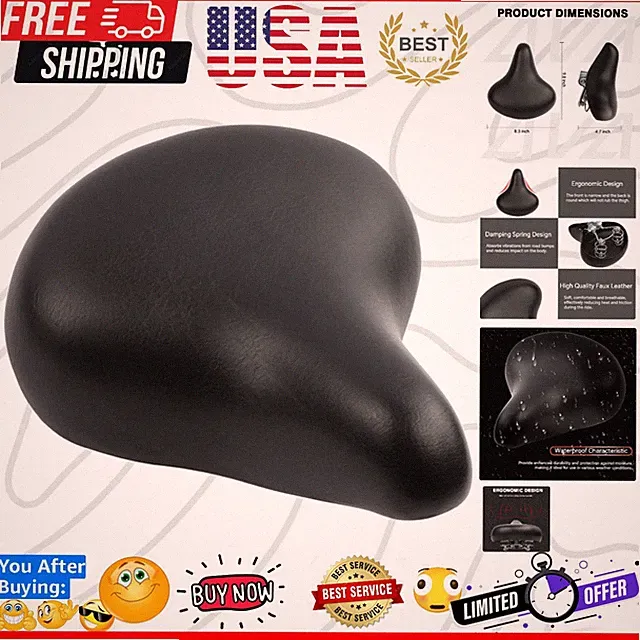 Kids Bicycle Saddle for Girls & Boys Waterproof Wide Soft Bike Cushion Dual S...