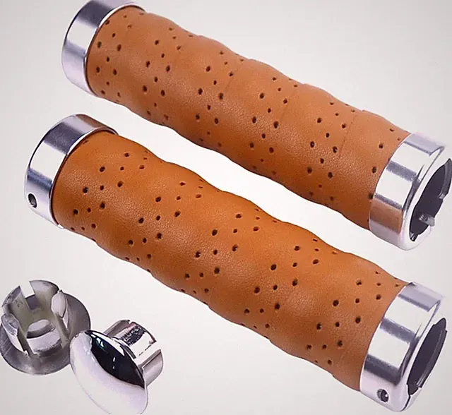 KINGOU Honey Brown Leather Handlebar Grip for Bicycle/Fixed