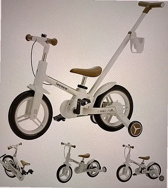 lecoco Toddler Bike with Push Handle, 6 in 1, Balance Bicycle, Training Wheels