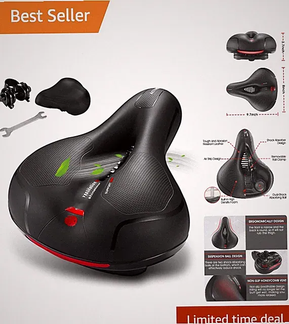 Memory Foam Bike Seat Cushion with Dual Shock Absorbers - Universal Fit