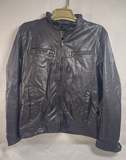 Michael Kors Men's Perforated Faux Leather Moto Jacket-Adult Large