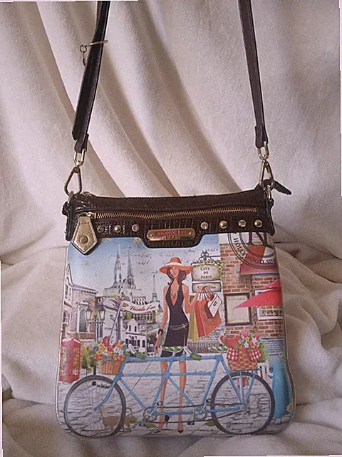Nicole Lee U.S.A. Paris Bicycle Crossbody Bag w/Detachable Strap & Charm