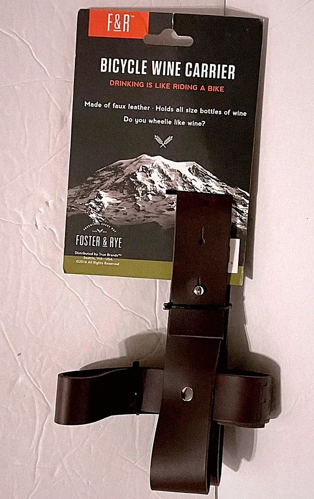 NWT Foster & Rye Faux BROWN Leather Bicycle Wine Carrier