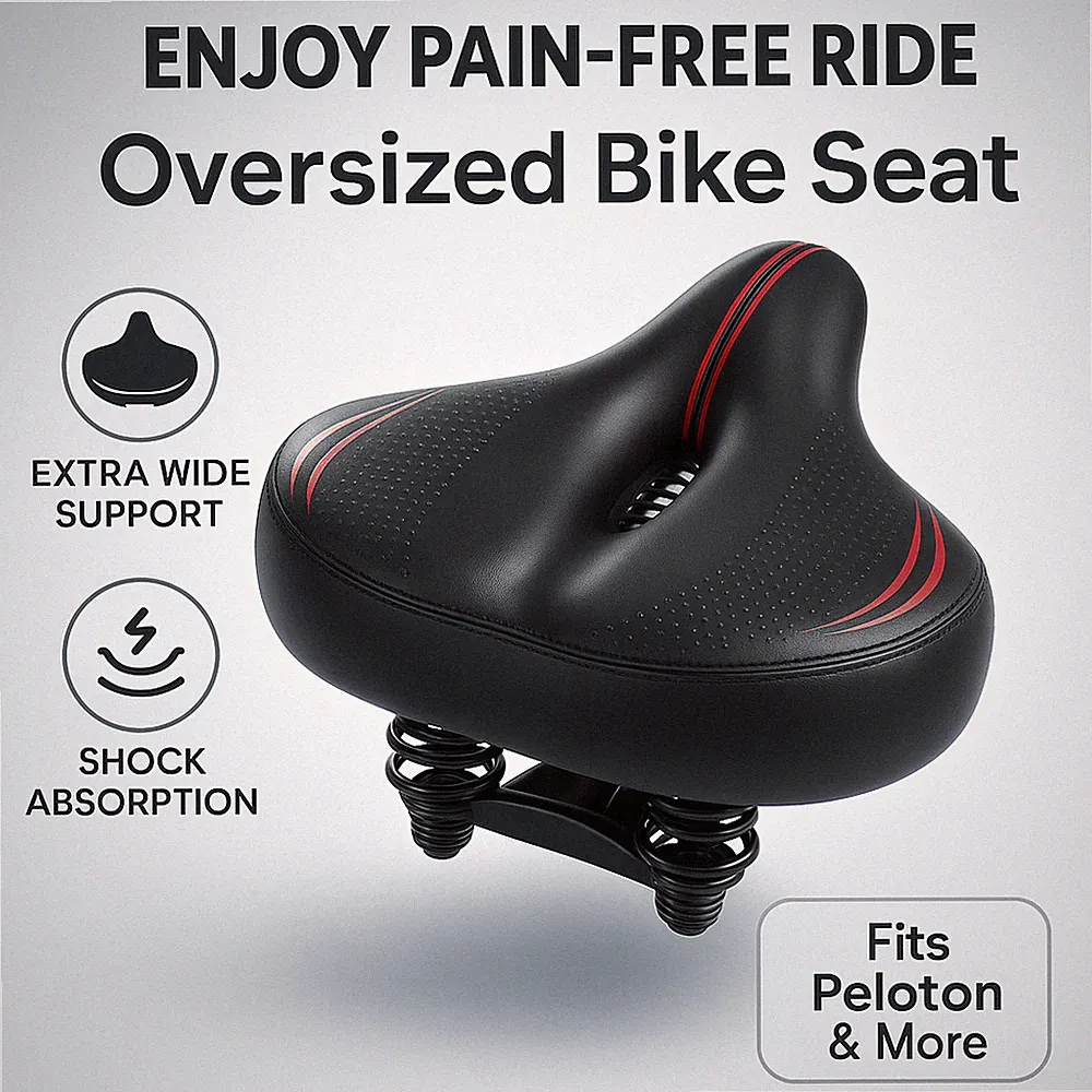 Oversized Bike Seat Cushion Wide Saddle for Peloton Exercise Cruiser Bikes
