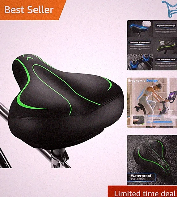 Oversized Waterproof Bike Seat Leather Memory Foam Mountain Bicycle Saddle