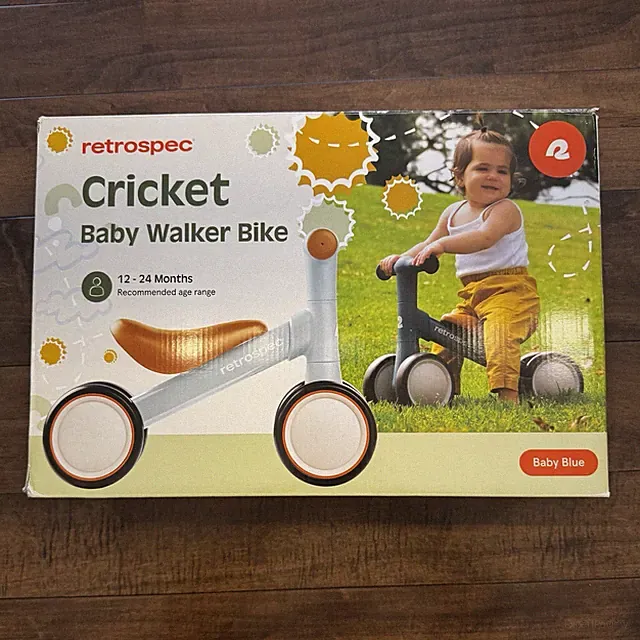 Retrospec Cricket Walker 4-Wheel Balance Bike for Ages 12-24 Months Baby Blue S2