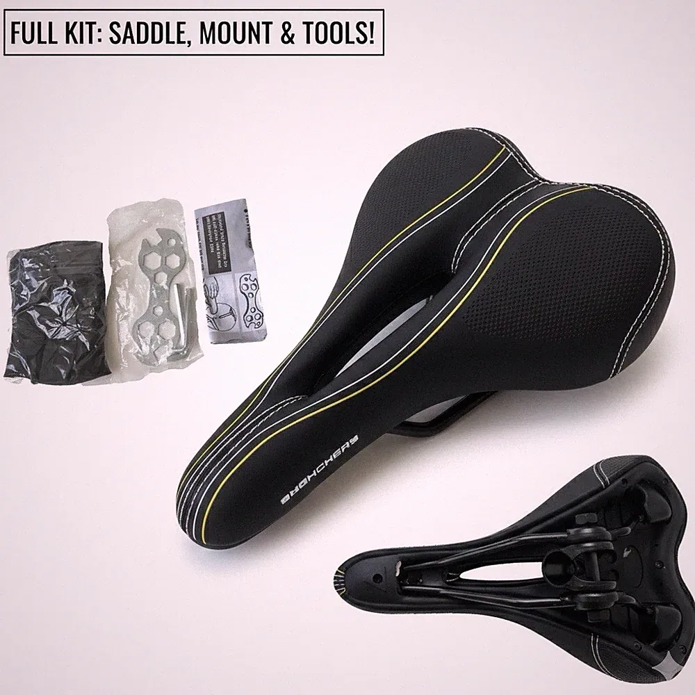 SPOMCHERY Bike Saddle Lightweight Ergonomic Bicycle Seat Road MTB Hollow Comfort