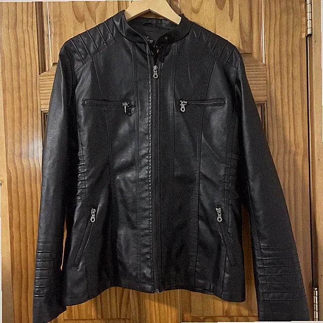 Tagoo Faux Leather Jacket Women Sz L Motorcycle Coat for Biker Punk Bike Rocket