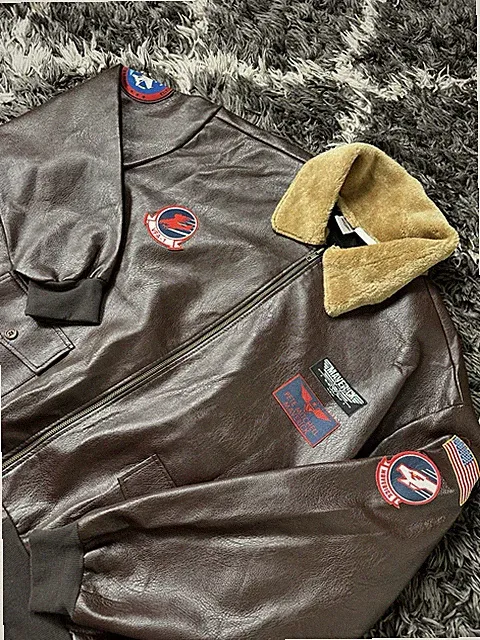 Top Gun Maverick Flight Bomber Jacket Faux Leather Fur Collar Adult Standard