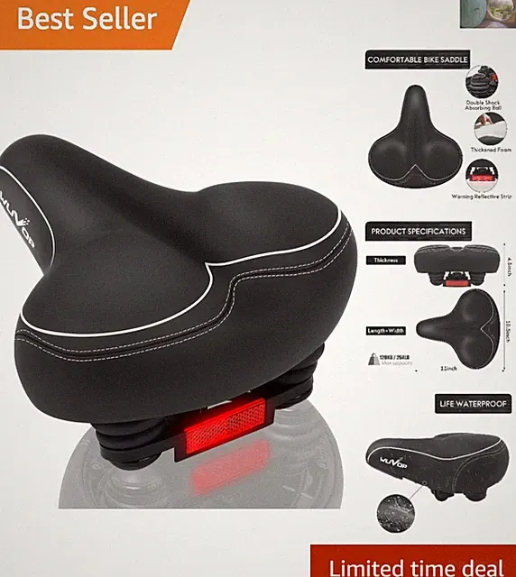 Universal Waterproof Bike Seat with Reflective Safety - Wide & Comfortable