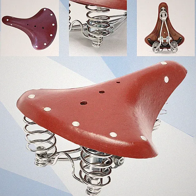 Upgrade Retro Bike Saddle Vintage Classic Brown Leather Bicycle Spring Seat.