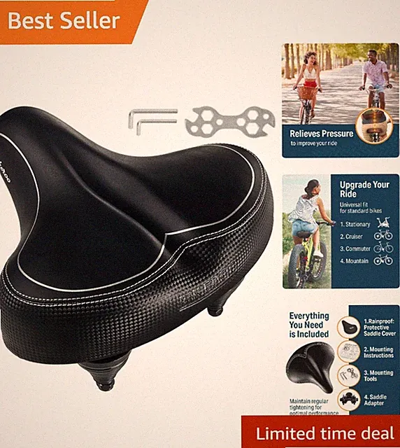 Upgrade to Wide Cruiser Saddle - Steel Springs & Faux Leather Comfort