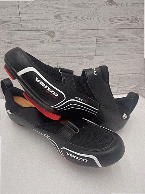 Venzo Ergo Fit Triathlon Cycling Shoes Black/Red/White Men’s Size 13.