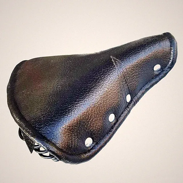 Vintage Faux Leather Rivet Sprung Spring Bike Cycling Cushion Black for8487