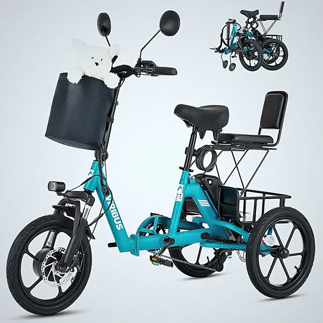 VIRIBUS Folding Electric Tricycle 48V 350W Trike for Adults 2 Seats W/ Mirrors