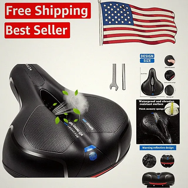 Waterproof Bicycle Saddle with Reflective Strip - Safe & Comfortable Ride