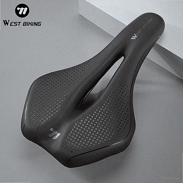 WEST BIKING Imitation Leather Bicycle Saddle Hollow Breathable Bike Seat Cushion
