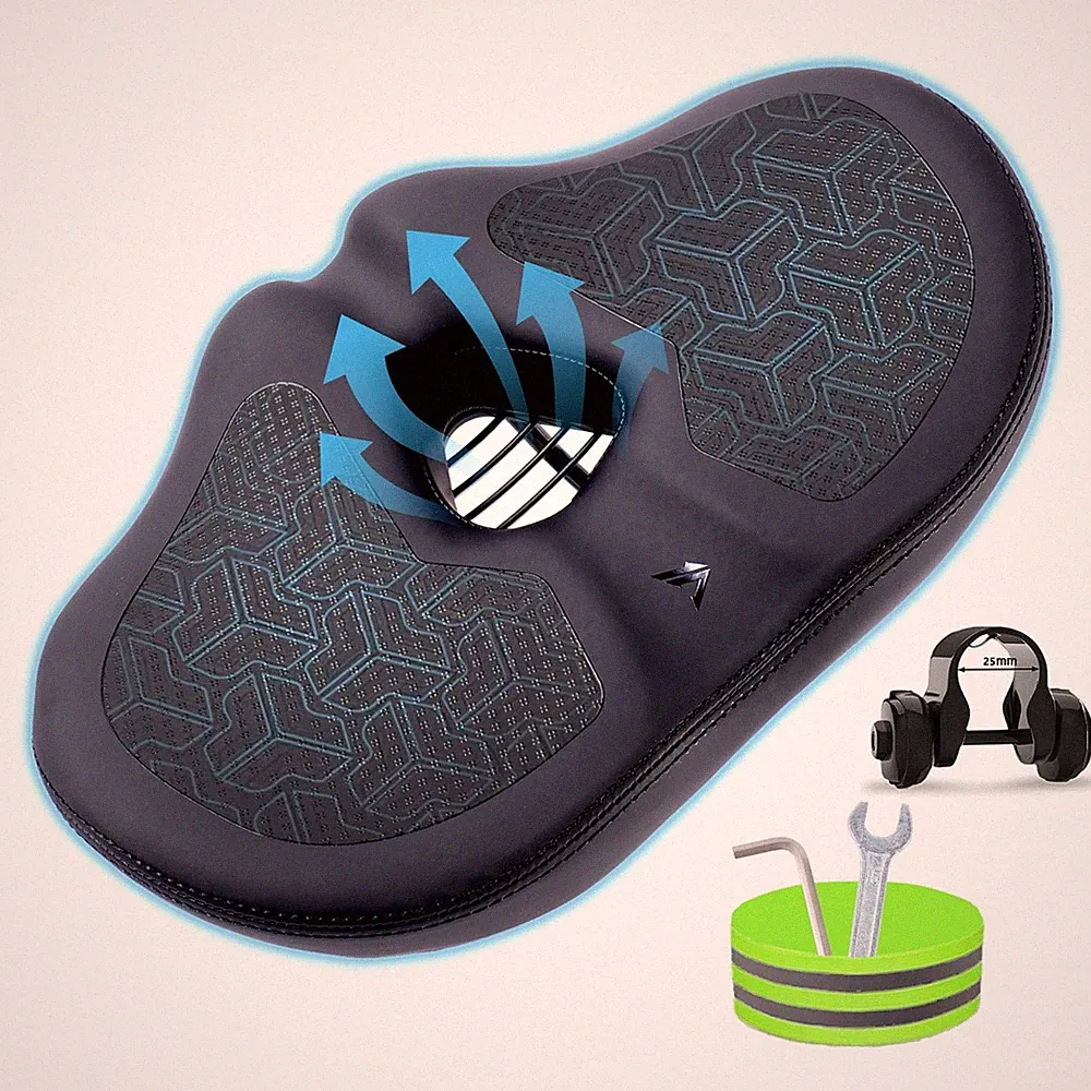 Wide Bicycle Seat, Noseless Bike Seat Cushion with Ventilation & Memory Foam...