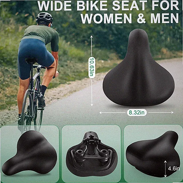 Wide Bicycle Seat Saddle Men/Women Comfortable Memory Foam & Shock Absorbing