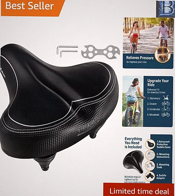 Wide Cruiser Saddle – Ultimate Comfort Bike Seat with Memory Foam and Suspension