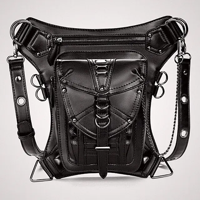 Women Men PU Leather Waist Drop Leg Bag Punk Big Bike Cycling Hiking Fanny Pa...