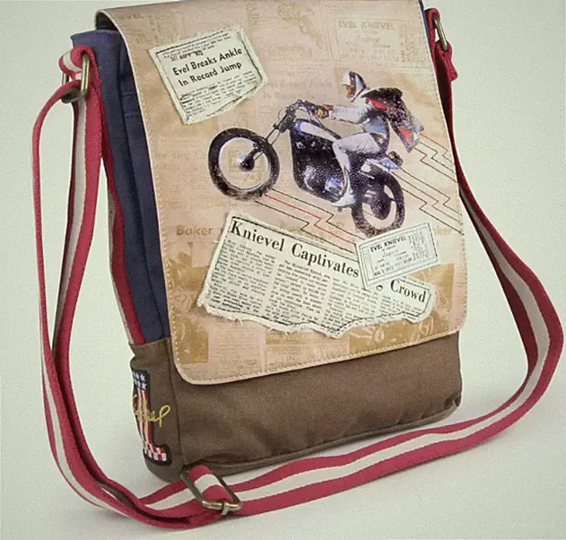 Z Wind Ups Evel Knievel Legacy Canvas - Messenger & Shoulder Bag Faux Leather